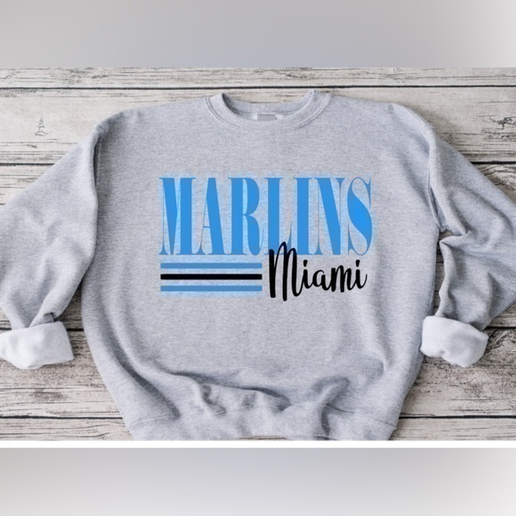 Gildan Tops - Marlins Striped Crewneck